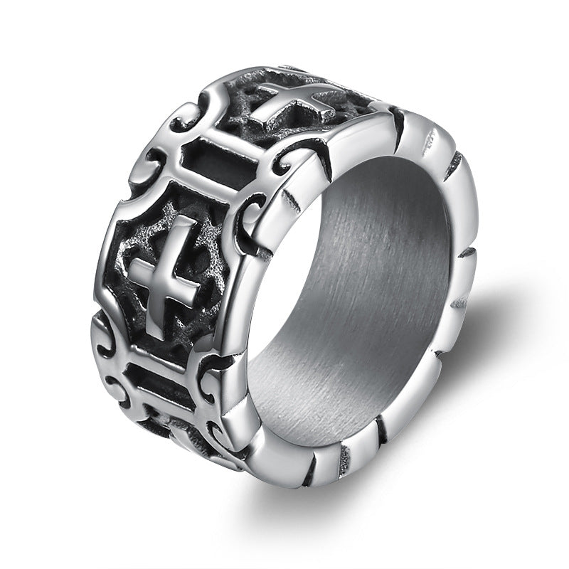 CROSS STEEL RING
