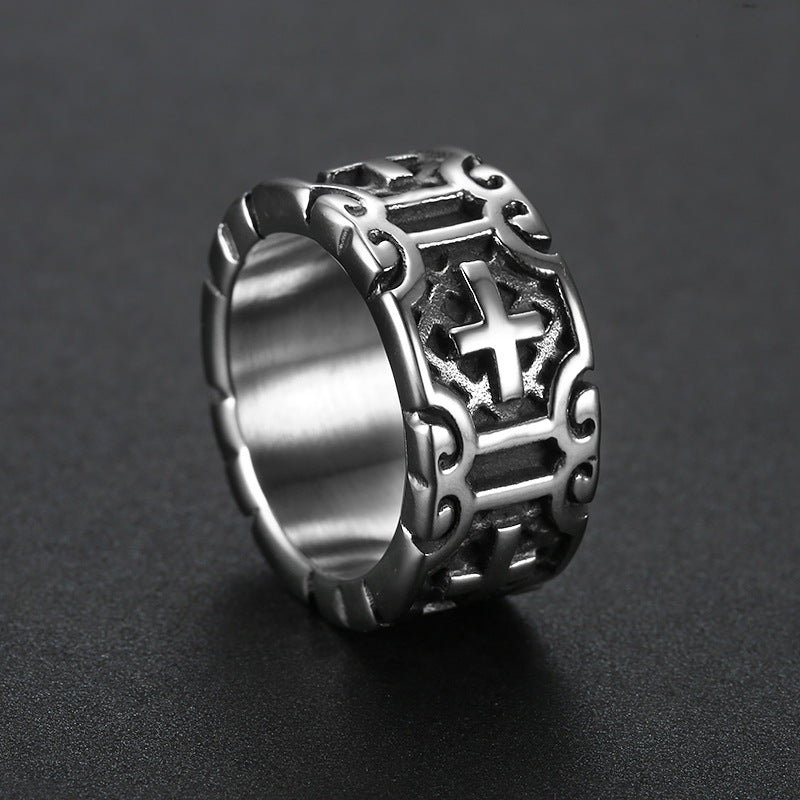 CROSS STEEL RING