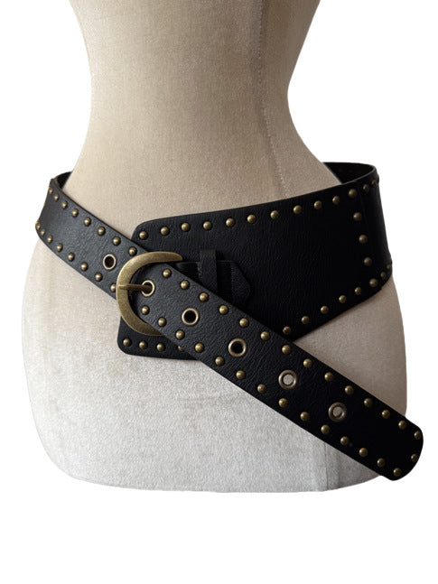 DOUBLE BUCKLE STUD BELT